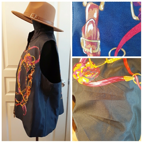 Charter Club Blue Equestrian Chain Reversible Vest - Picture 4 of 9